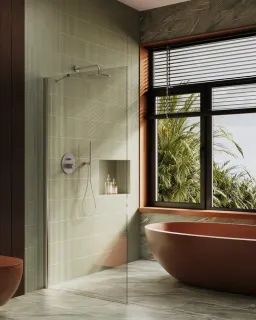 Душевая перегородка в профиле by Deonria P-195-119-8-T-HM 119см хром матовый/прозрачный