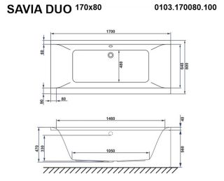 Гидромассажная ванна Whitecross Savia Duo 0103.170080.100.LINE.BR 170x80см Line бронза