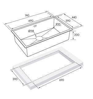 Мойка кухонная Paulmark Gerberg PM217444-BS брашированная нержавеющая сталь