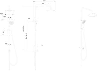 Душевая стойка Kerama Marazzi Fonte FO.101.KM.BLK.M на два потока чёрный матовый