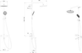 Душевая стойка Kerama Marazzi Fonte FO.302.KM.BLK.M на три потока с термостатом чёрный матовый