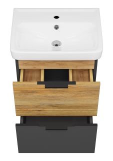 Подвесная тумба под раковину Misty Форест 50см дуб Вотан/антрацит