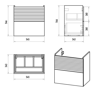 Подвесная тумба под раковину Misty Форест 60см дуб Вотан/антрацит