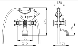 Смеситель для ванны Rav Slezak Morava Retro MK159.5/2BSM белый бронза