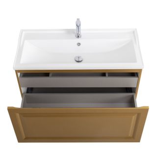 База под раковину Cezares подвесная с одним внешним и одним внутренним выкатными ящ., Брашированное золото,996x443x500, GIUBILEO-N-100-1C-SO-BORO-P