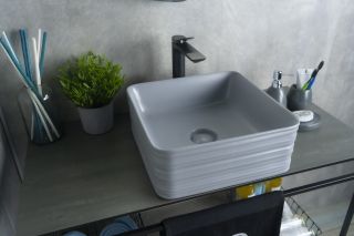 Раковина Gid Gm965 53338 накладная серая матовая 38.5x38.5x13.5