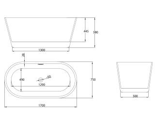 Акриловая ванна Grossman Forta GR-1503MB 170x75см чёрный матовый/белый