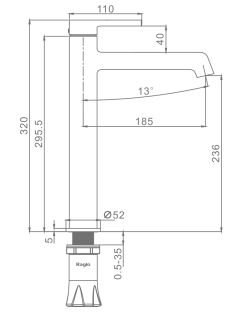 Высокий смеситель для раковины Raglo R20.15.03 золотой сатин