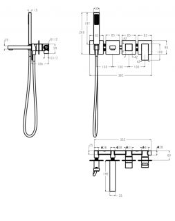 Смеситель для ванны скрытого монтажа Grocenberg GB5060NK с Картриджем Kerox (Венгрия) Никель