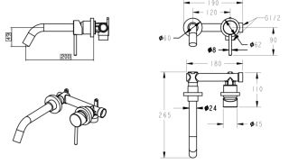Смеситель встраиваемый для раковины Groсenberg GB511 Бронза