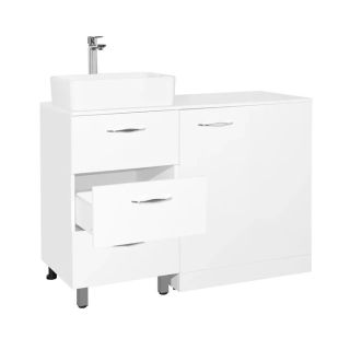 Тумба STYLE LINE ЛС-000010046 "Берн 120" (3 ящ.) со столешницей, белая, PLUS под стиральную машинку