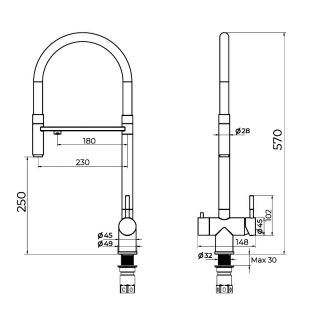 Смеситель для кухни с подключением фильтра Knotlor SS-16/RB, бронза