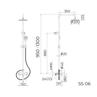 Душевая система Knotlor SS-06, сатин