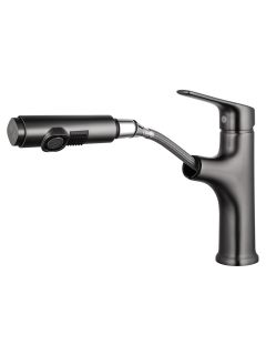 Смеситель для раковины Wonzon & Woghand WW-AE4151-BGG с выдвижным изливом тёмный графит