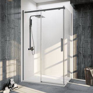 Душевой уголок Veconi Rovigo RV-070GR, 1500х1000х1950, брашированный графит, прозрачное стекло