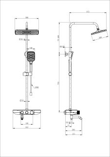 Душевая стойка Wonzon & Woghand WW-B3099-A-BG с термостатом брашированное золото