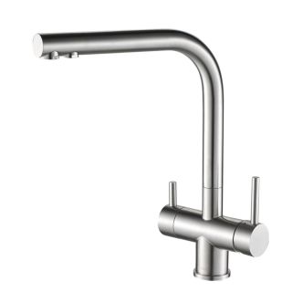 Смеситель для кухни Swedbe Selene Plus K8144K в комплекте с фильтром Аквафор Кристалл нержавеющая сталь