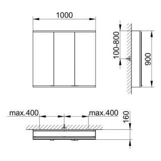 Зеркальный шкаф для ванны Keuco Royal Modular 800311101100200 100 см