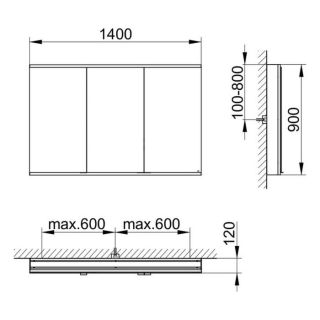 Зеркальный шкаф для ванны Keuco Royal Modular 800311141000200 140 см