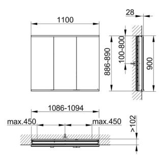 Зеркальный шкаф Keuco Royal Modular 800300111000000 110 см