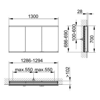 Зеркальный шкаф Keuco Royal Modular 800310130000200 130 см