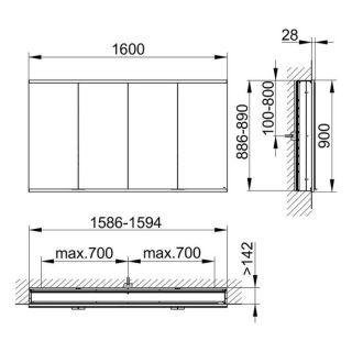 Зеркальный шкаф Keuco Royal Modular 800400161100400 160 см