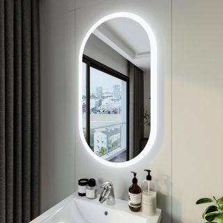 Зеркало с подсветкой Бриклаер Вега 4627125415715 с голосовым управлением и подогревом 55 см сенсор на зеркале