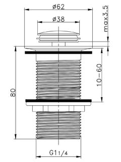 Донный клапан для раковины Raglo R600.04.06 чёрный