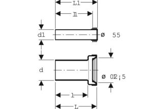 Комплект подсоединительный Geberit 152.404.46.1 18.5 см с уплотнительным кольцом d 90 мм d1 45 мм