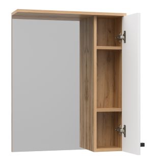 Зеркальный шкаф Misty Крафт 60см правый белый/дуб крафт золотой