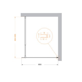 Душевая перегородка BelBagno KRAFT-L-1-80-C-Cr хром