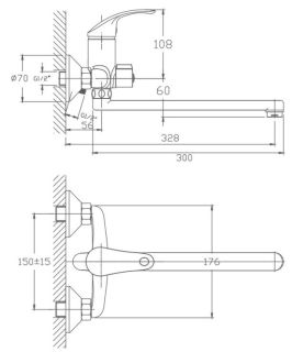 Смеситель для ванны Haiba HB2236 хром