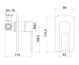 Встраиваемый смеситель с одним выходом IDDIS Slide SLIBL00i66 чёрный матовый