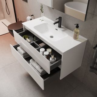 Подвесная тумба под раковину Sancos Libra LB90W 90см белый глянец