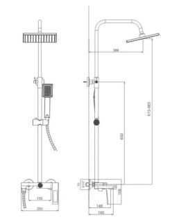 Душевая стойка Haiba HB24817-7 чёрный матовый