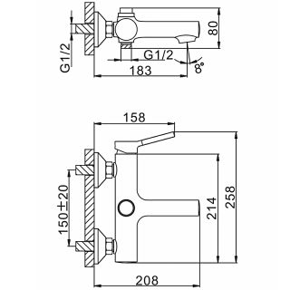 Смеситель для ванны и душа Frap F3244 хром