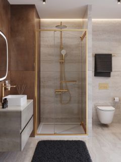 Душевой уголок CEZARES LUX-B-FS-1-100-C-BORO Брашированное золото