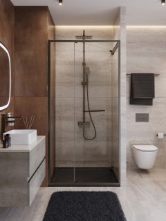 Душевая дверь CEZARES LUX-B-FS-1-100-C-GM оружейная сталь