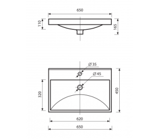 Раковина Misty D Р-Мис14065-4019Д белая 65 см