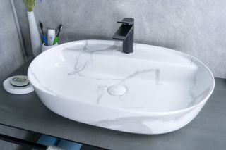 Раковина Gid Mnc346C 54470 накладная под камень глянцевая 61x41x14