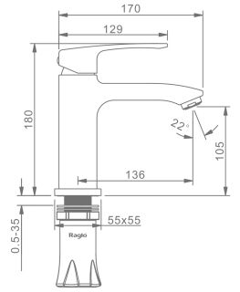 Смеситель для раковины Raglo R01.10.03 золотой сатин