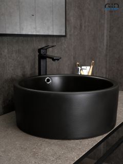 Раковина Gid N9130bg 53382 накладная черная графит 41.5x41.5x16.5