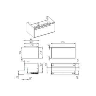 Тумба под раковину La Fenice Cubo FNC-01-ELB-G-80 77.6 см