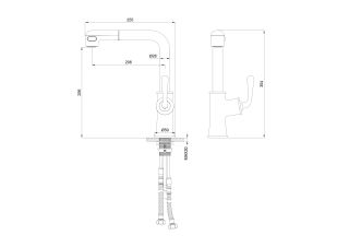 Смеситель для кухни Wonzon & Woghand WW-88439008A-CR с выдвижным изливом хром