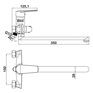 Смеситель для ванны Swedbe Mars 1750 хром