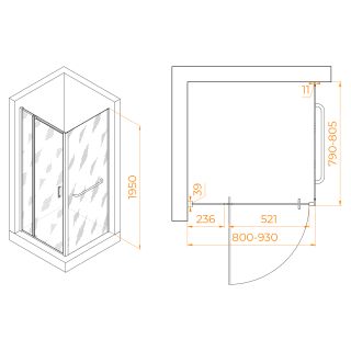 Душевой уголок RGW PA-078-1 (RGW PA-008 + Z-060-2) 3508078188-11 80x80см хром