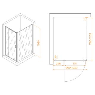 Душевой уголок RGW PA-078B (RGW PA-008B + Z-050-2B) 350807892-14 90x120см чёрный