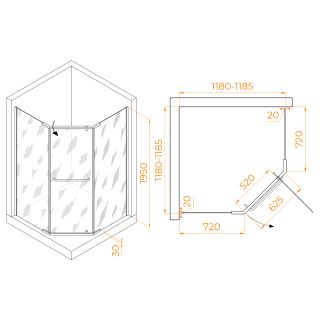 Душевой уголок RGW PA-081B 35088122-24 120x120см чёрный