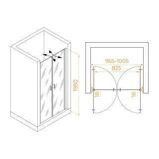Душевая дверь RGW PA-104Gb 060810410-16 100см брашированное золото