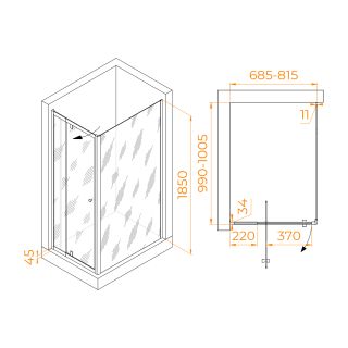 Душевой уголок RGW PA-44 (PA-02 + Z-050-1) 41084470-011 70x100см хром